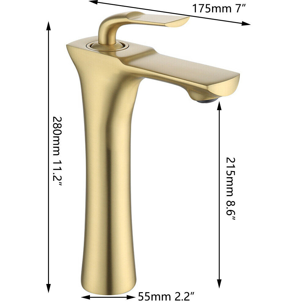 Brushed gold washbasin tap
