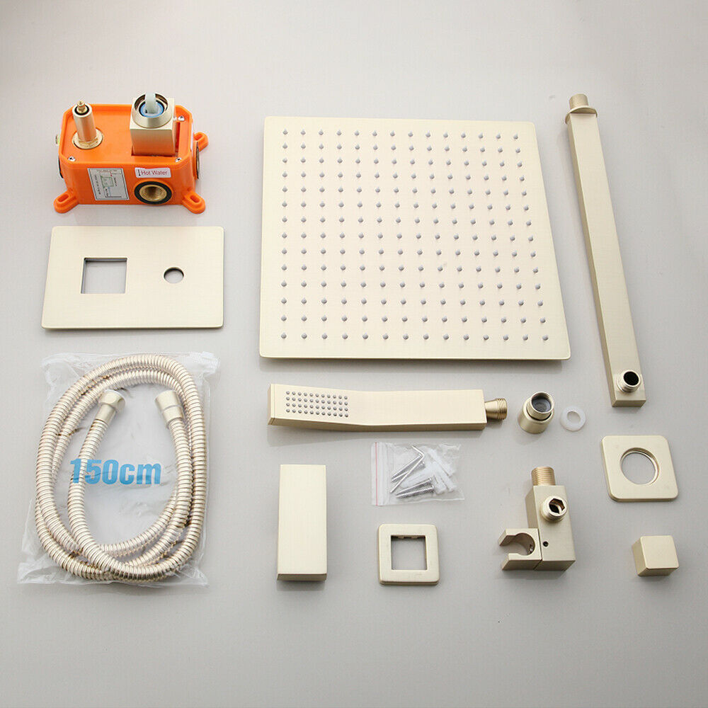 Brushed gold built-in shower