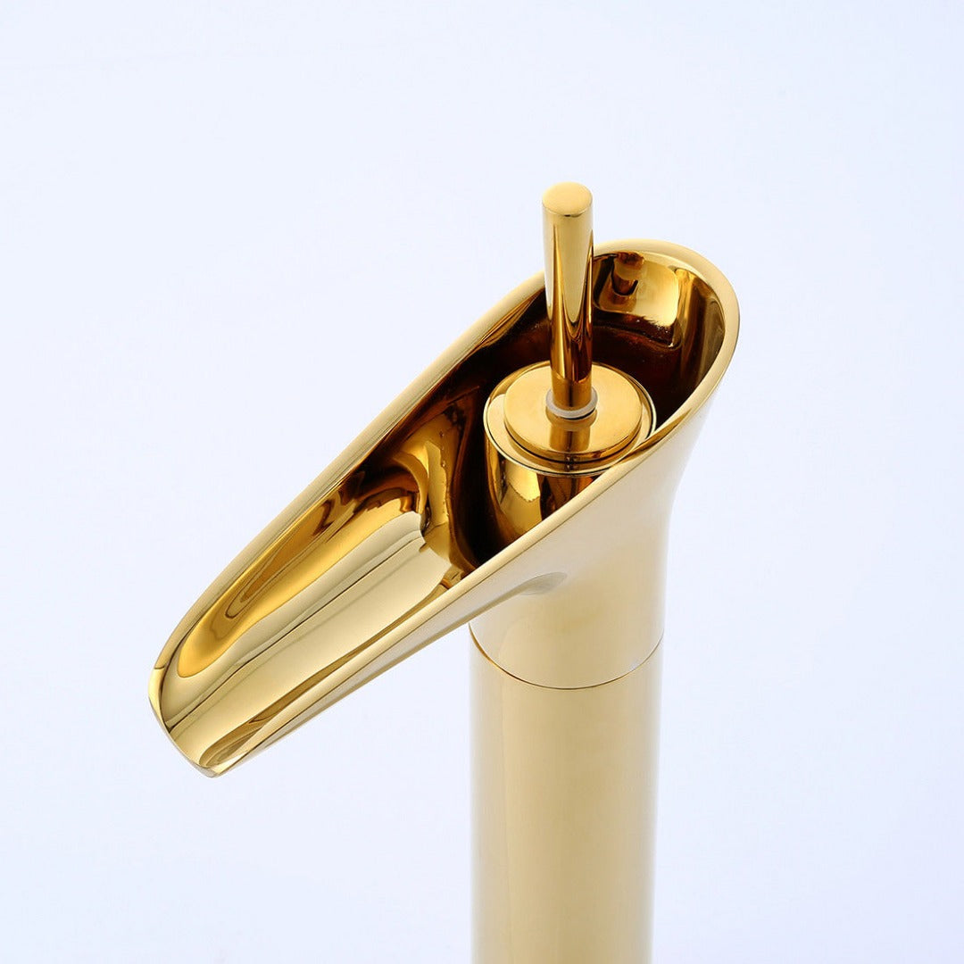 Golden waterfall faucet