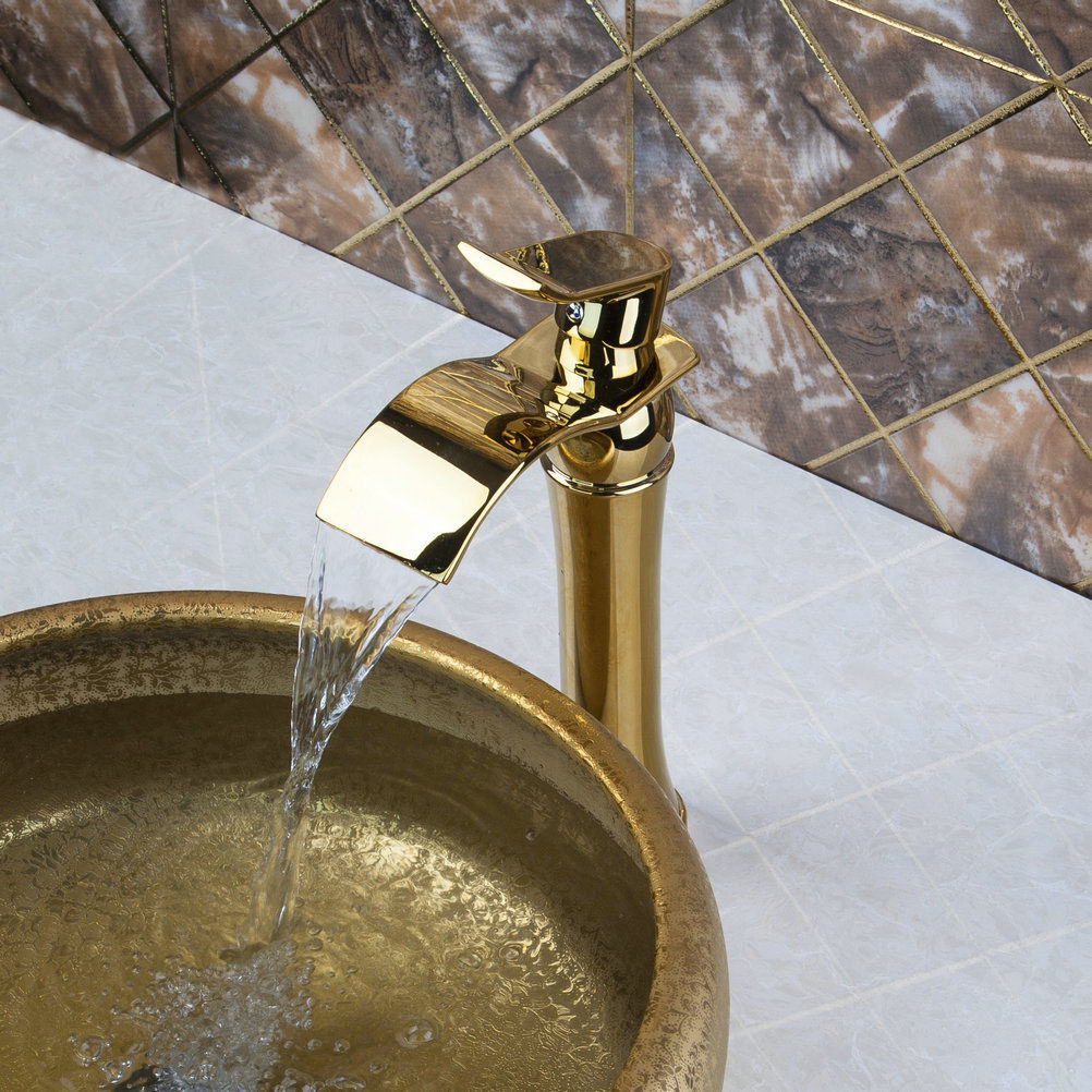 Golden waterfall faucet
