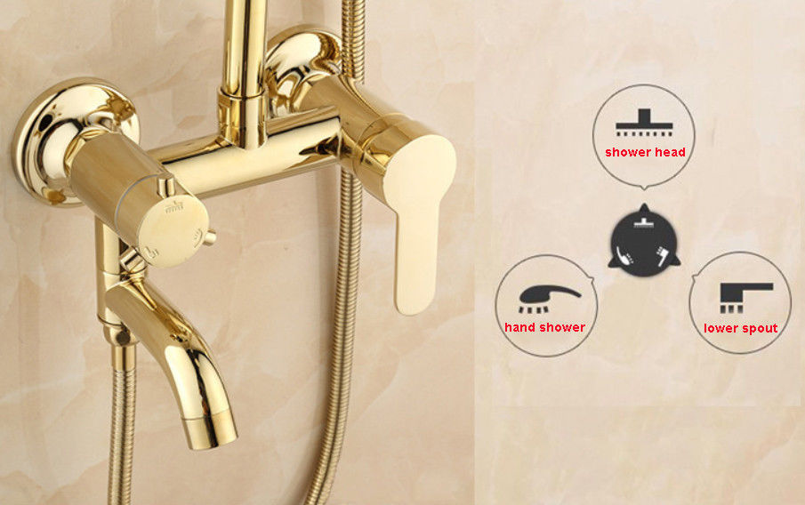 Golden surface-mounted shower