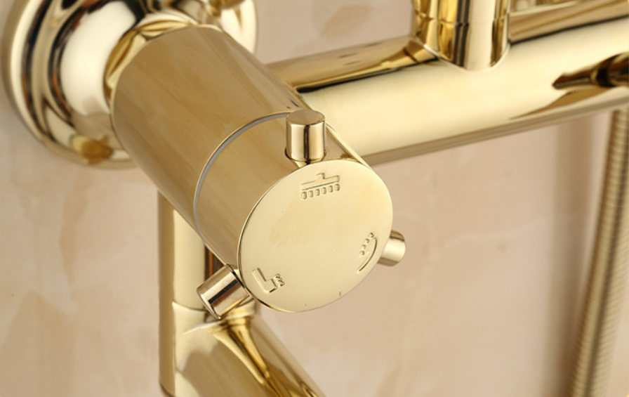 Golden surface-mounted shower