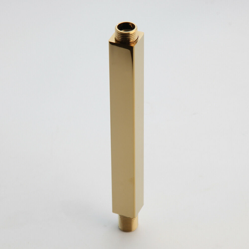 Gold-colored ceiling shower arm