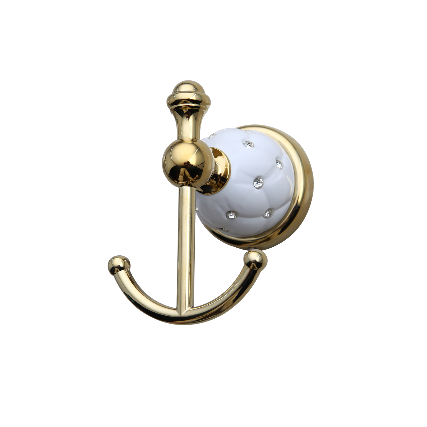 Goldfarbener Handtuchhaken mit weißen Elementen