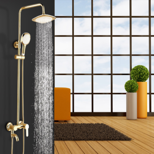 Golden surface-mounted shower