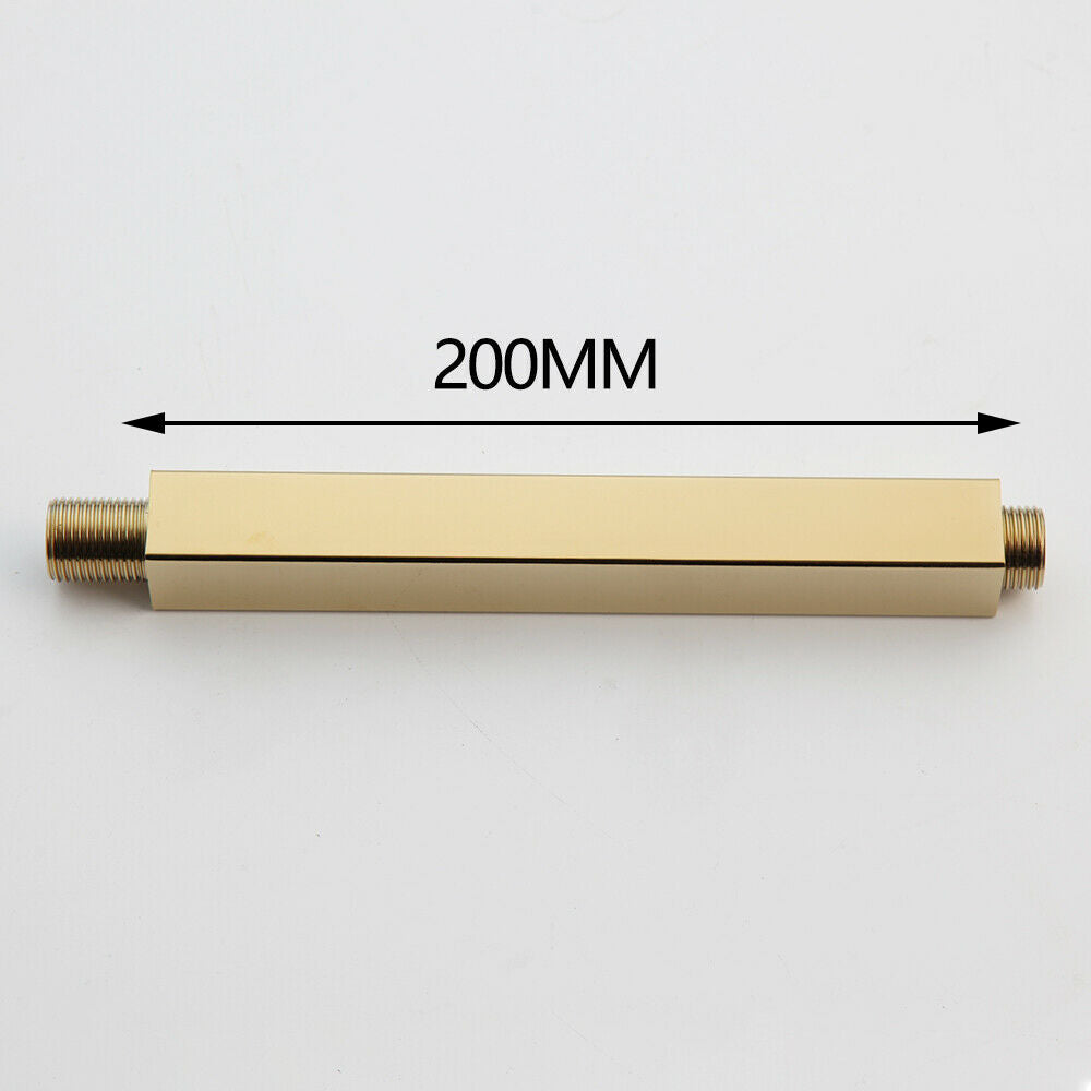 Gold-colored ceiling shower arm