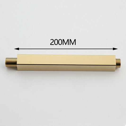 Gold-colored ceiling shower arm