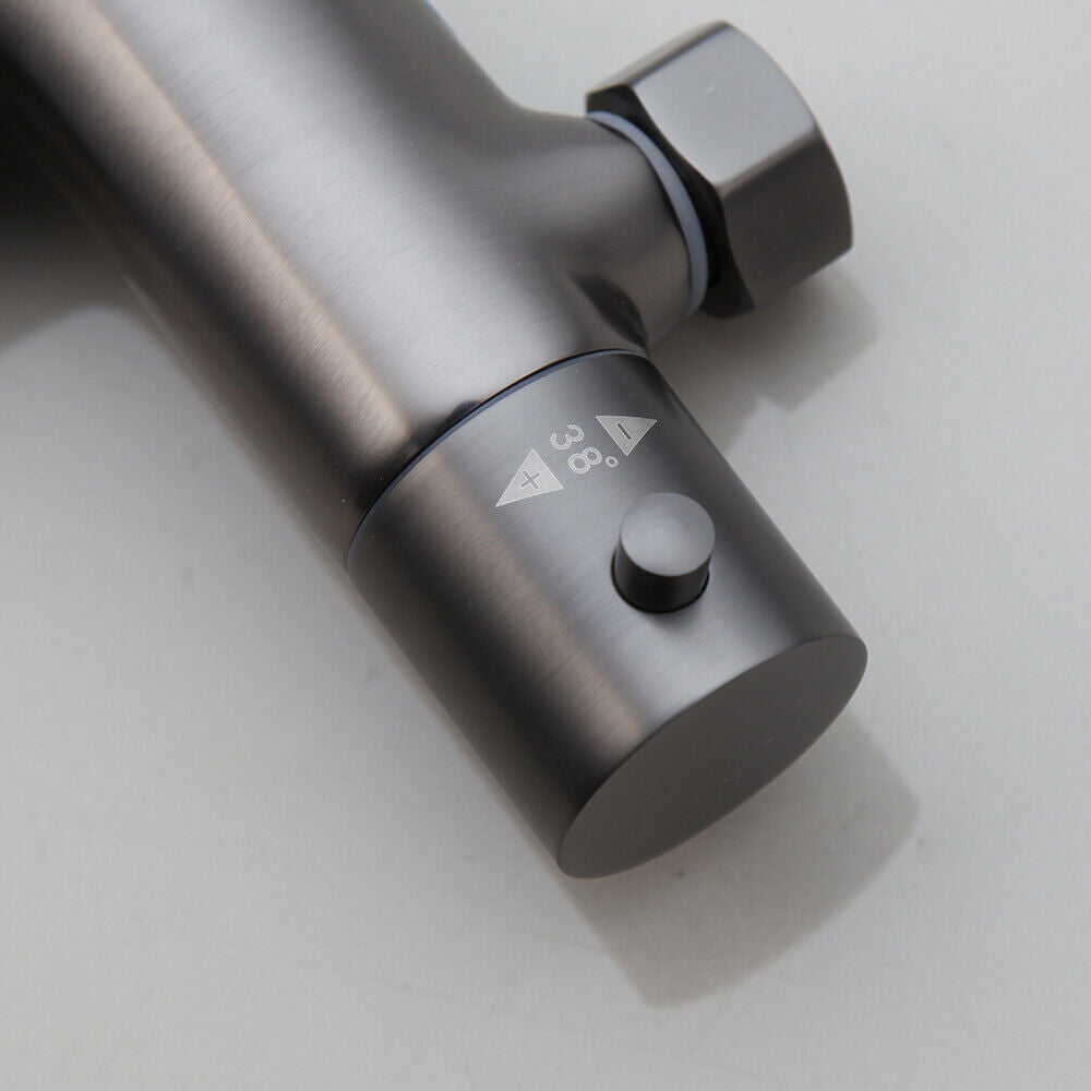 Thermostat-Badewannenarmatur in Gun Metal mit 3-Positionen-Handbrause
