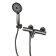 Thermostat-Badewannenarmatur in Gun Metal mit 3-Positionen-Handbrause