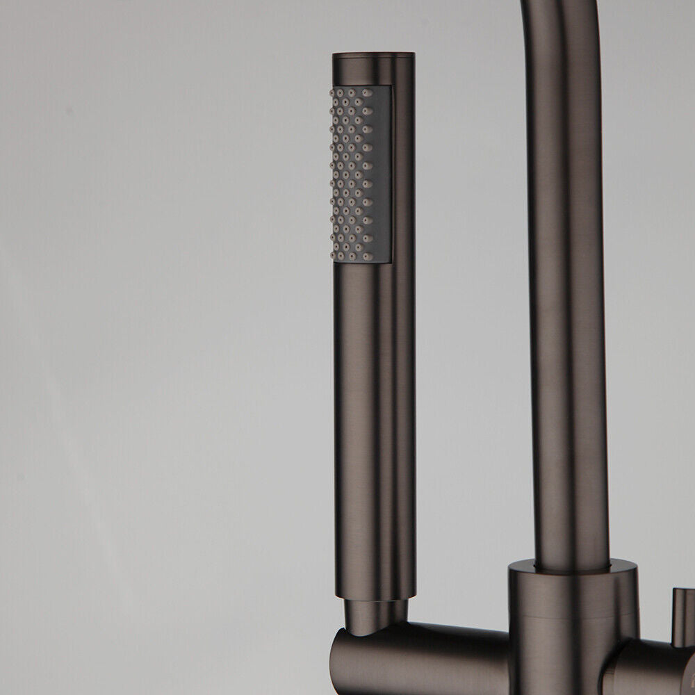 Gun metal standing bath tap with hand shower