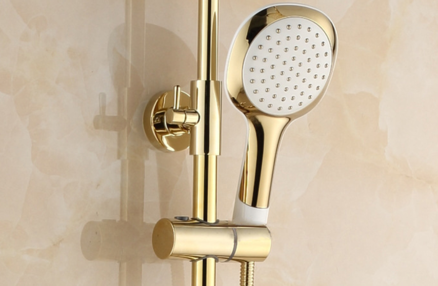 Golden surface-mounted shower