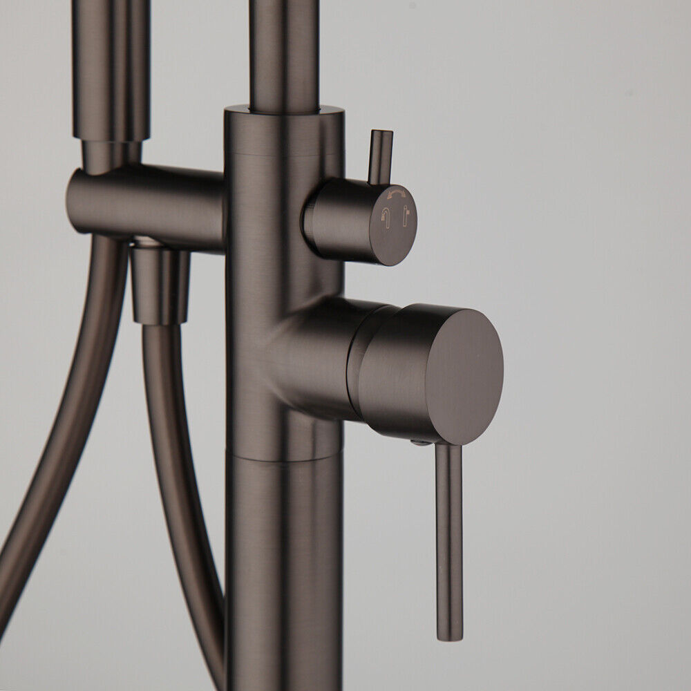Gun metal standing bath tap with hand shower