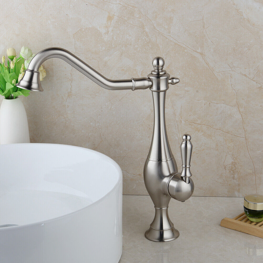 Beautiful tall brushed nickel mixer tap