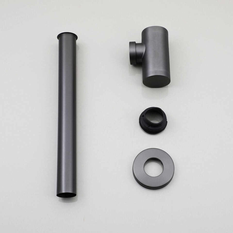 Modern gun metal siphon with pop-up click drain