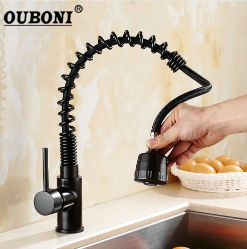 Kitchen faucet black swivel retro