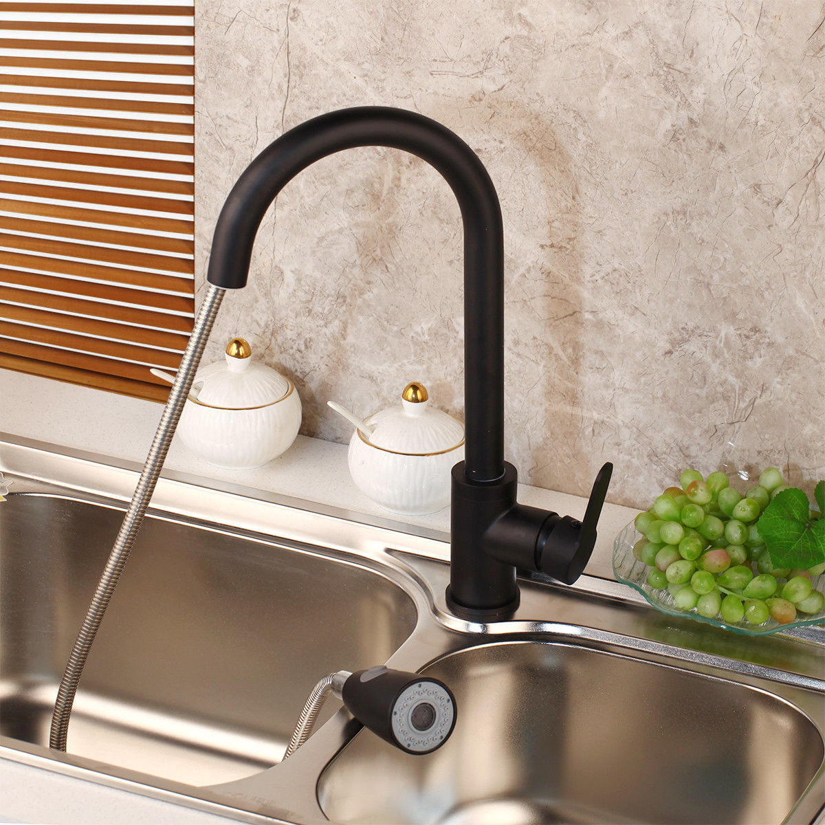 Matte black kitchen faucet