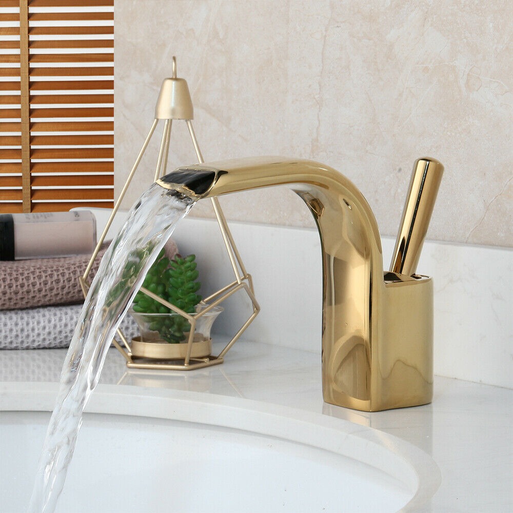 Gold-colored waterfall tap