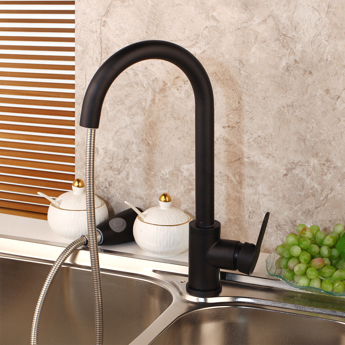 Matte black kitchen faucet