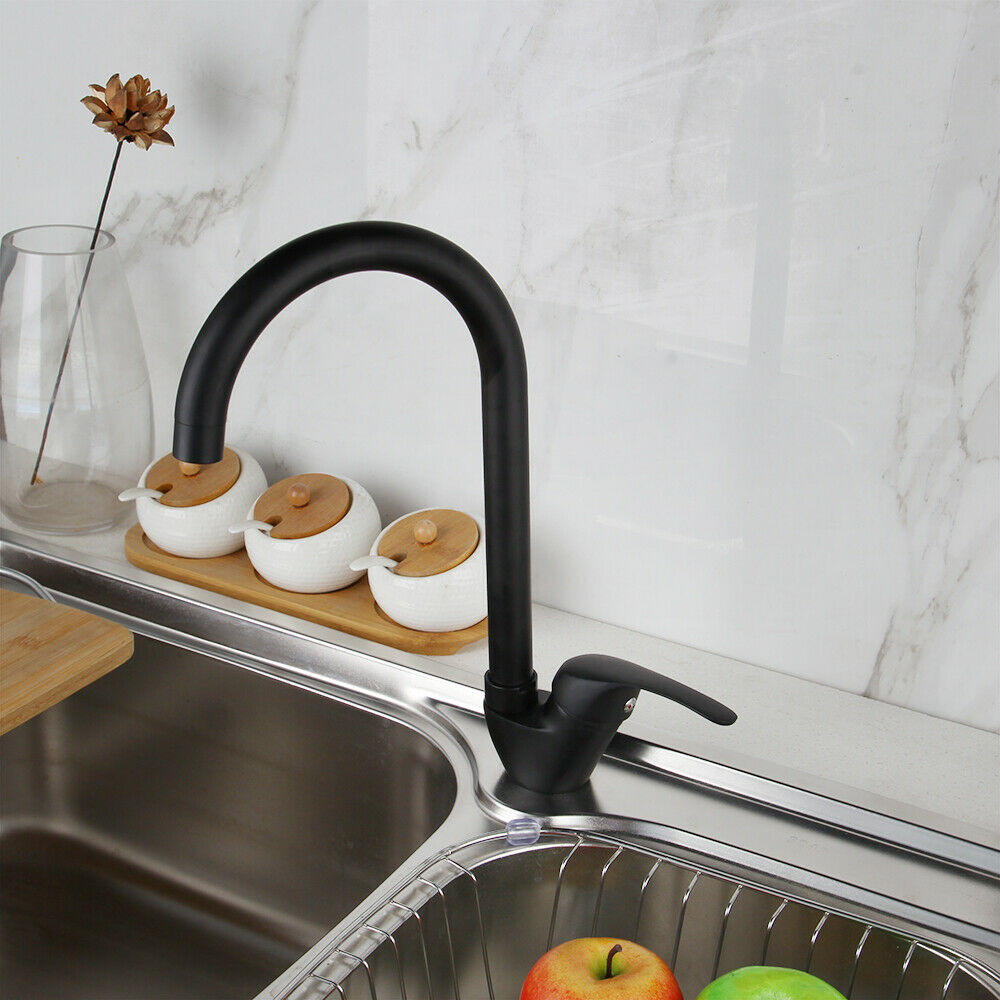 Black swivel kitchen faucet