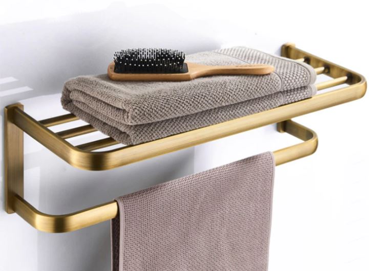 Bronze-colored towel rack