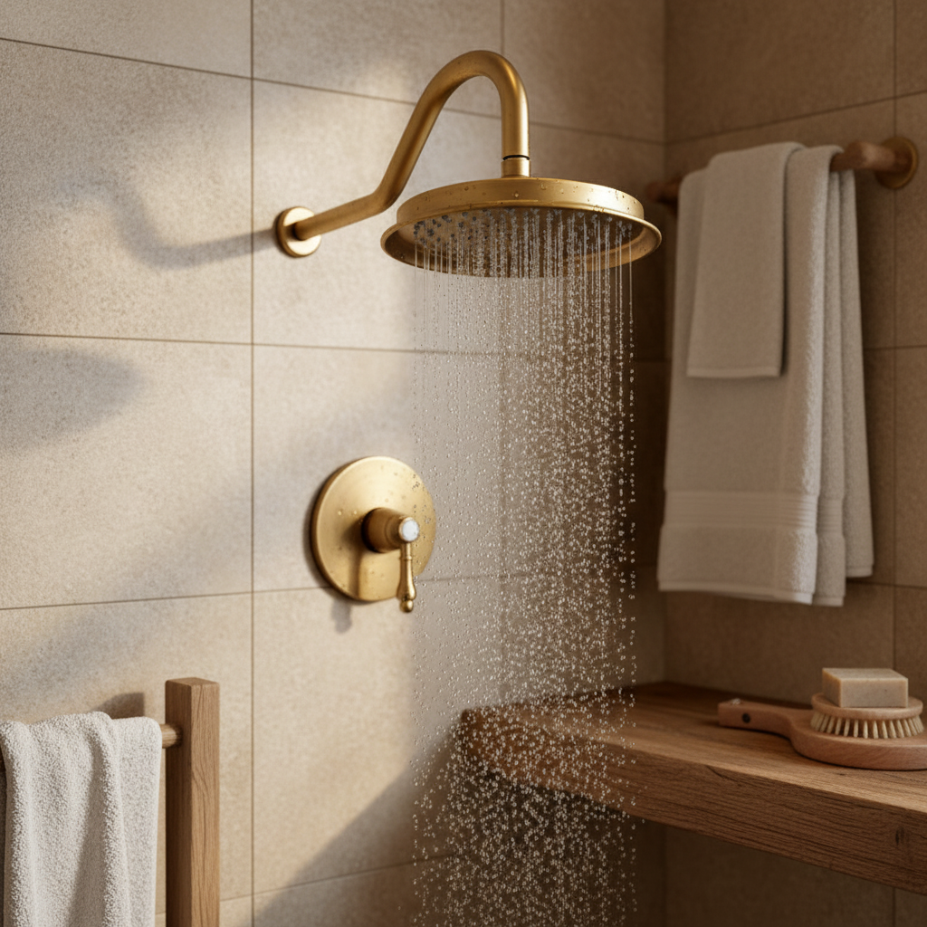 Badique Landelijke inbouw regendouche set – Bronskleur – 22 cm douchekop
