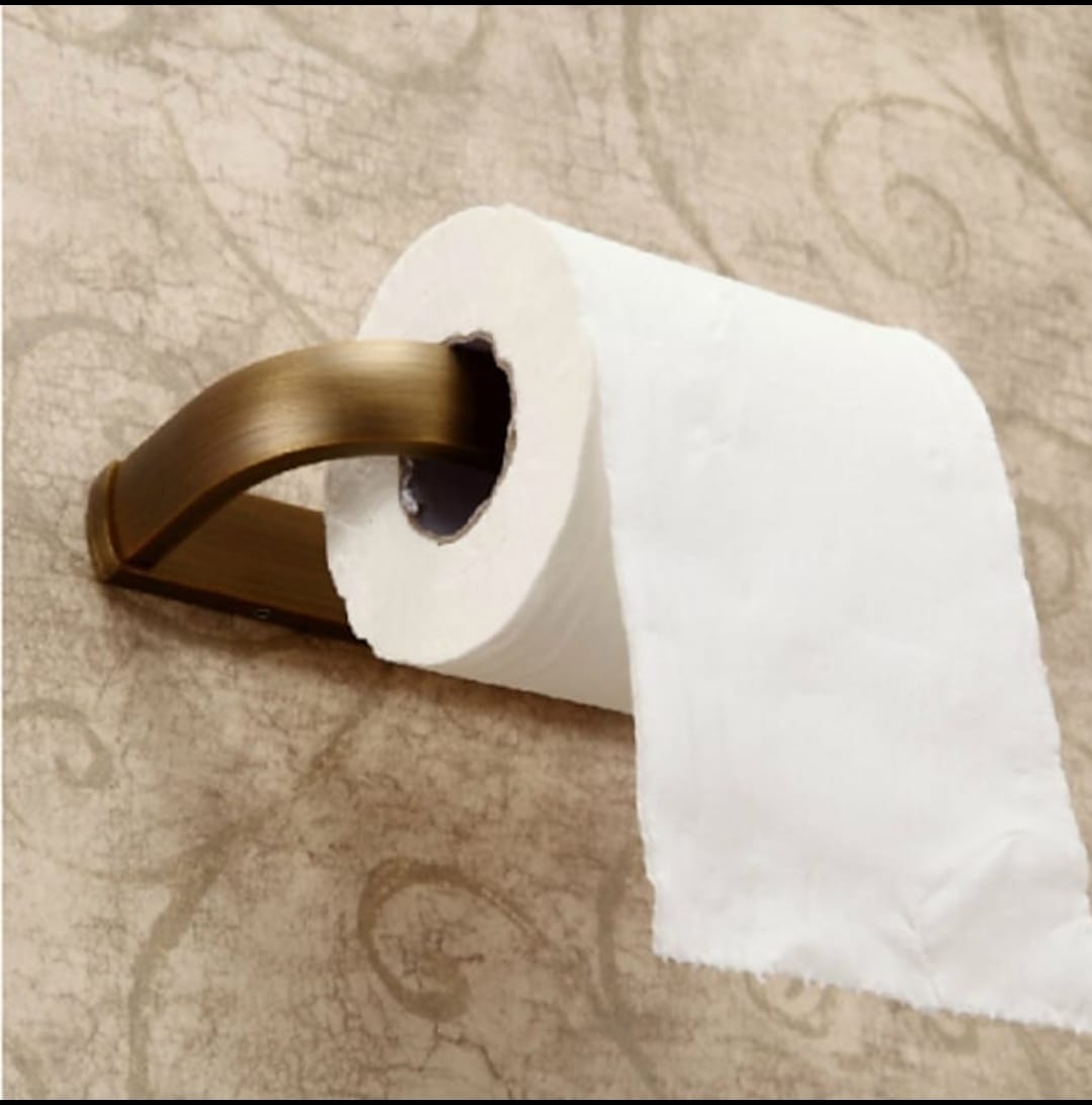 bronze-colored toilet roll holder