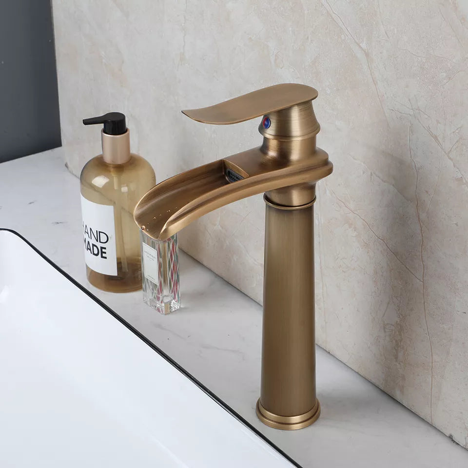 Bronze colored waterfall washbasin tap mixer tap