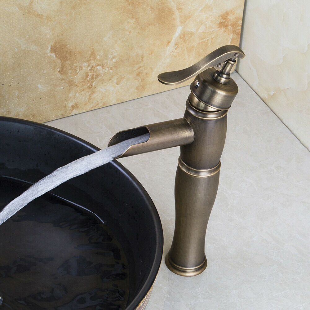 Bronze colored waterfall mixer tap