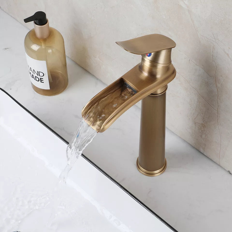 Bronze colored waterfall washbasin tap mixer tap