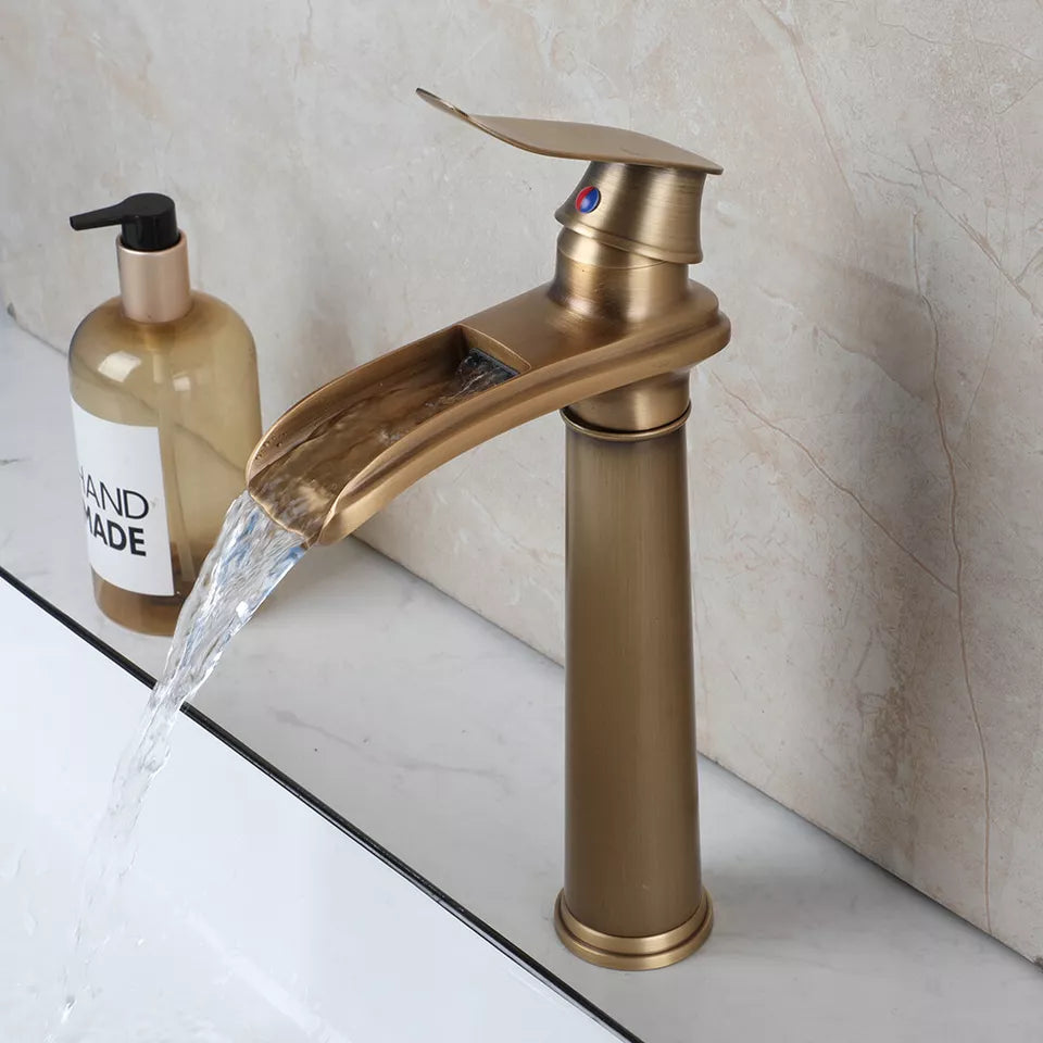 Bronze colored waterfall washbasin tap mixer tap
