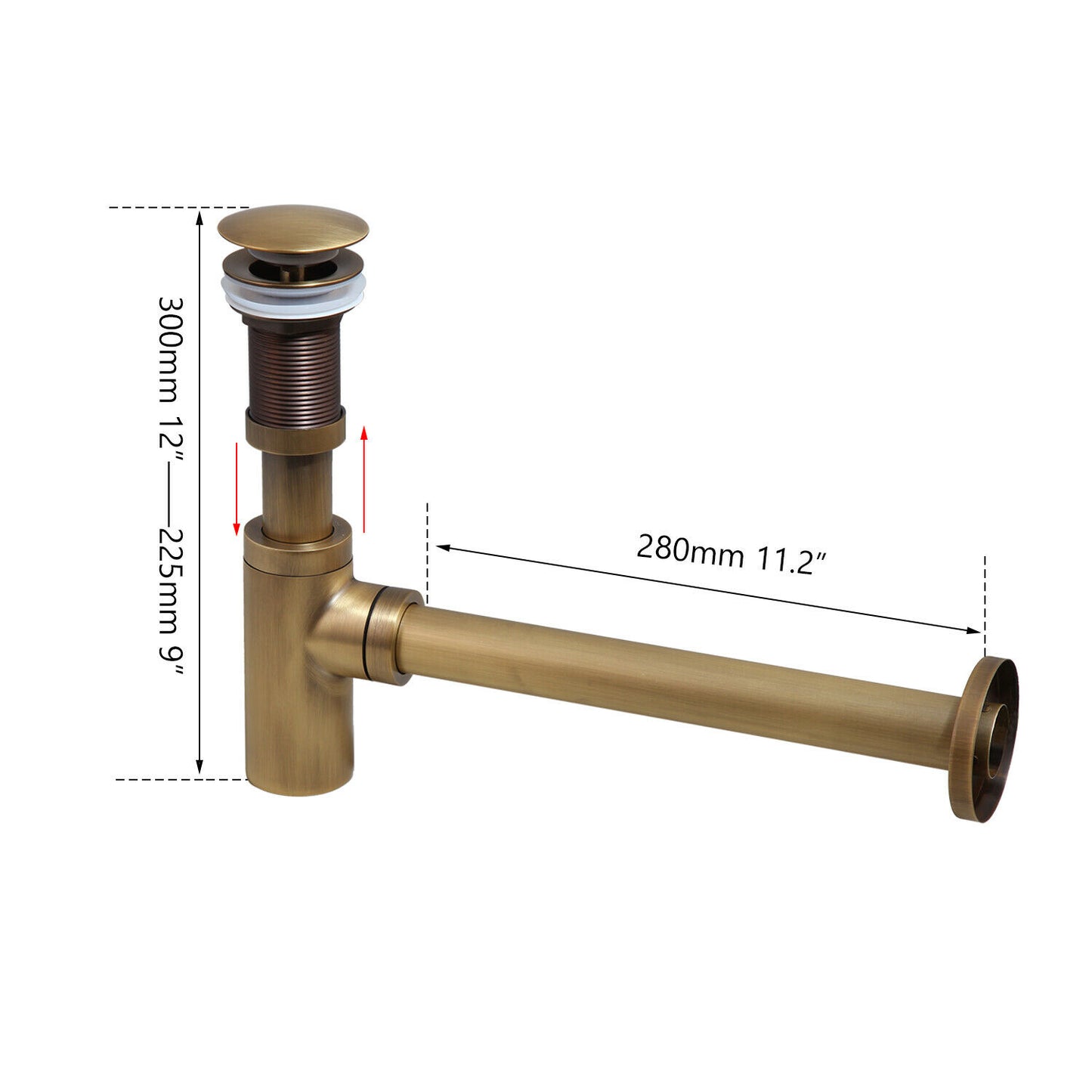 Bronze-Siphon mit Pop-Up-Ablauf ohne Überlauf