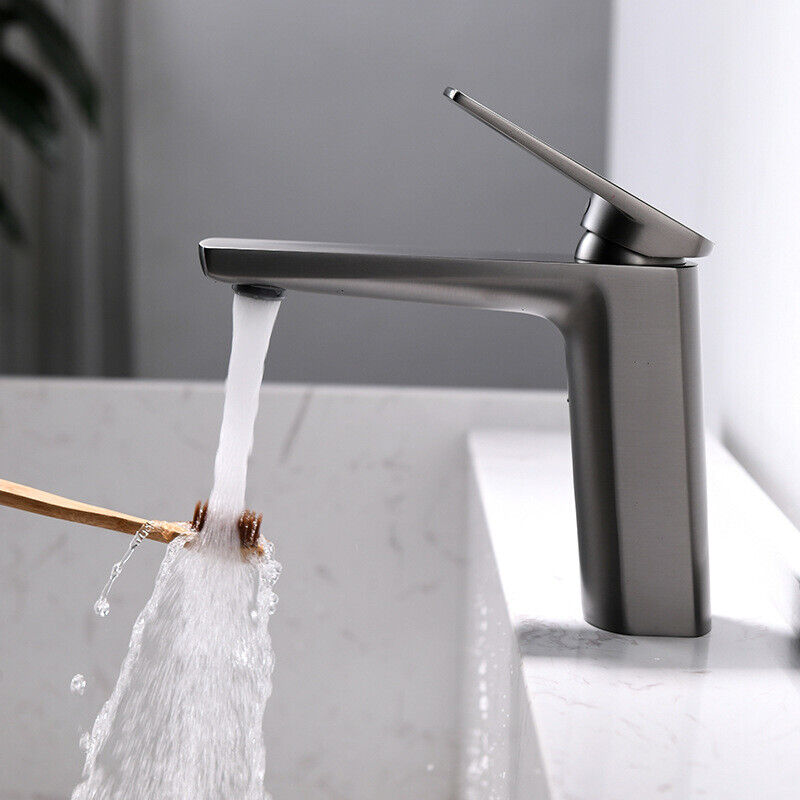 Washbasin mixer tap gun metal finish