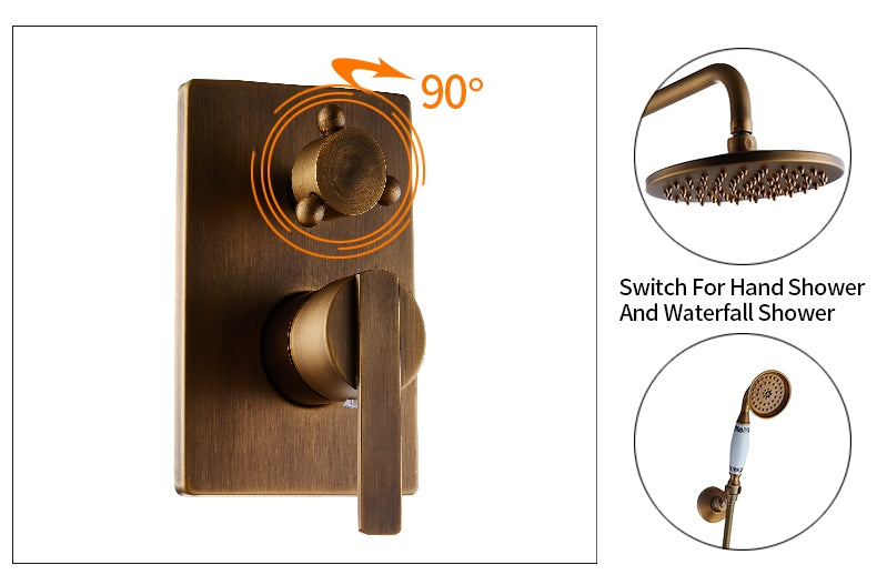 Nostalgisches Einbau-Duschset - Antik Bronze