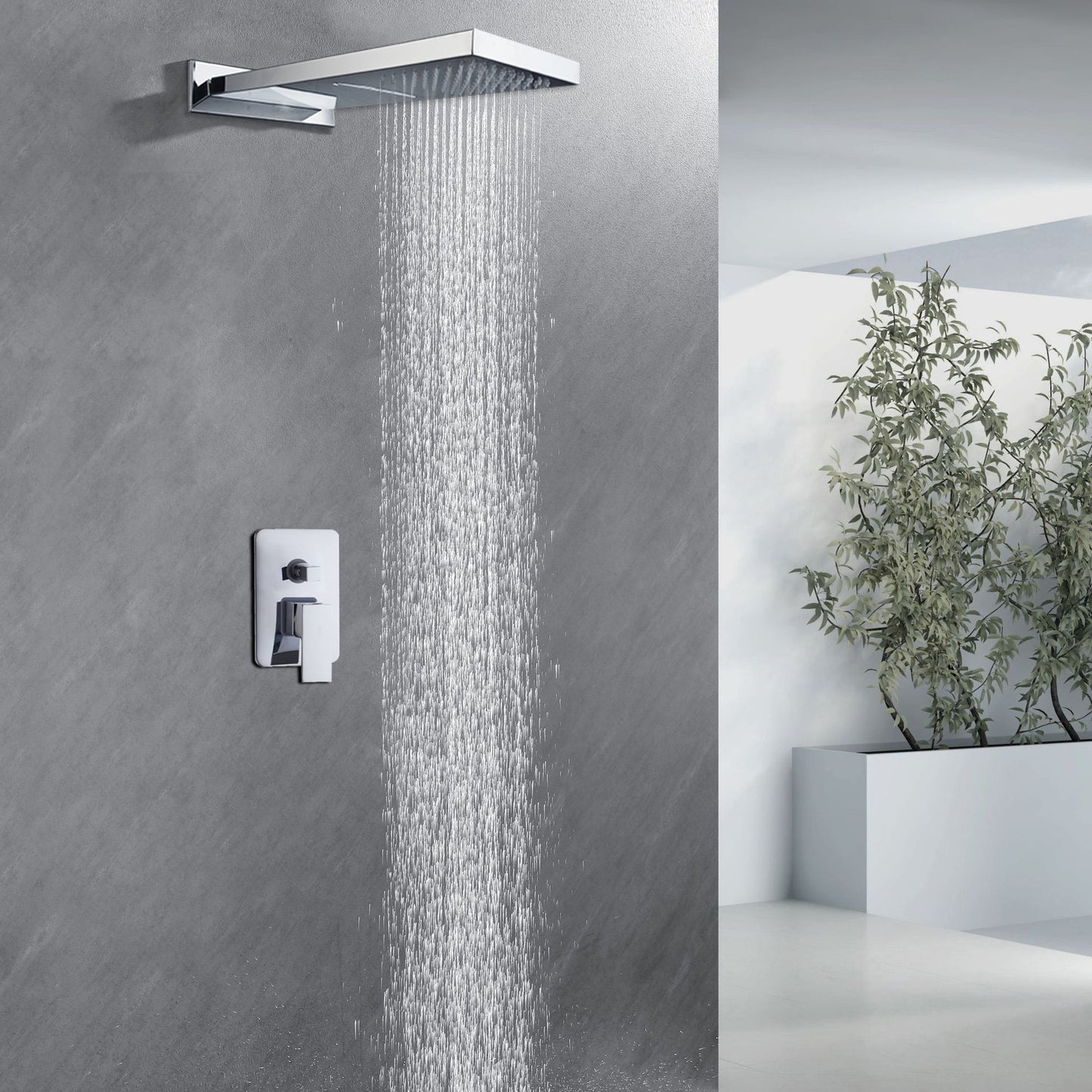 Regendusche mit Wasserfallfunktion, Chromoberfläche