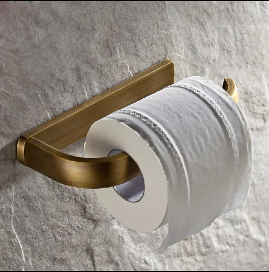 bronze-colored toilet roll holder