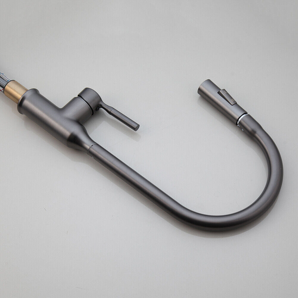 mooie gun metal keukenkraan met uittrekbare sproeikop