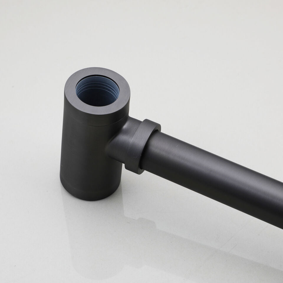 Modern gun metal siphon with pop-up click drain