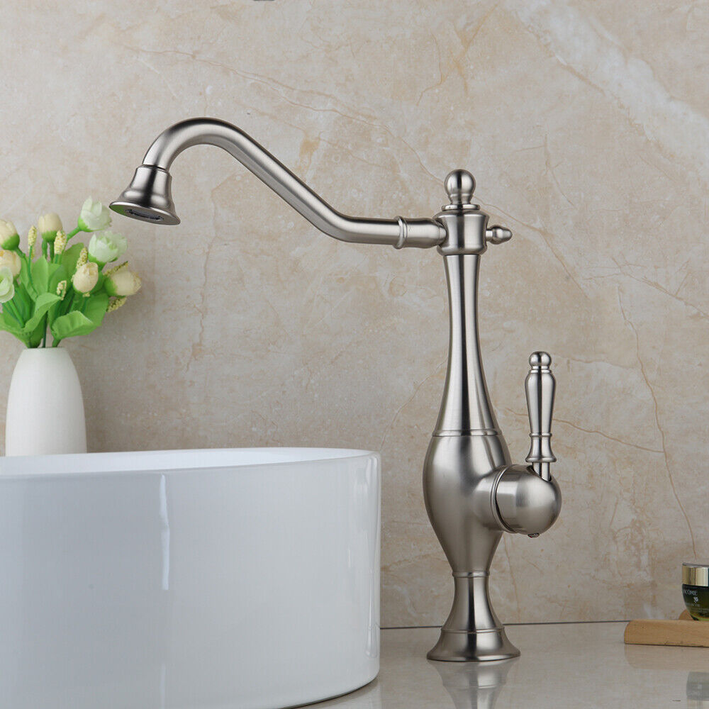 Beautiful tall brushed nickel mixer tap