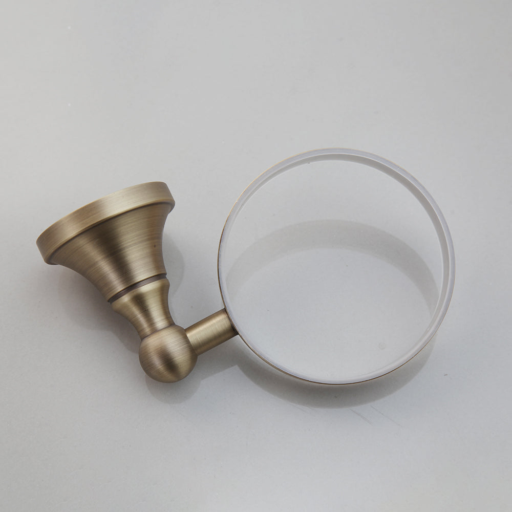 WC borstel houder brons antiek look met wit keramiek pot