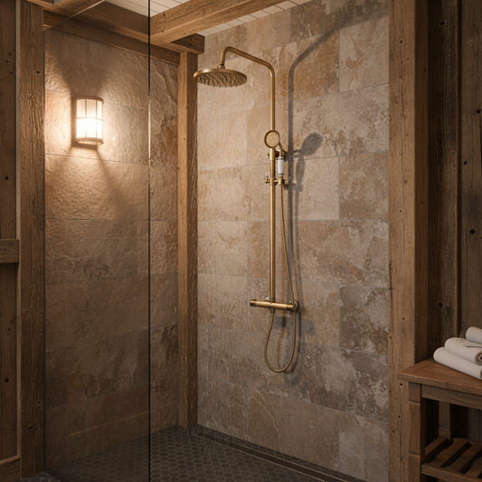 Nostalgische thermostatische bronskleurige regendouche