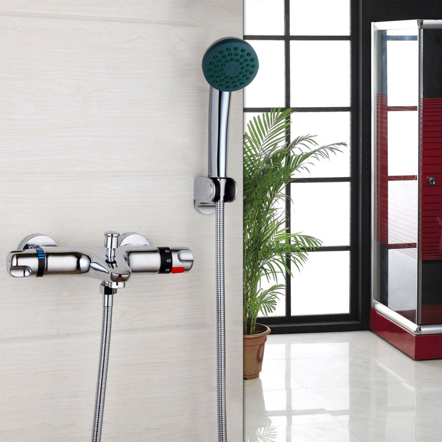Chrome bath tap thermostatic