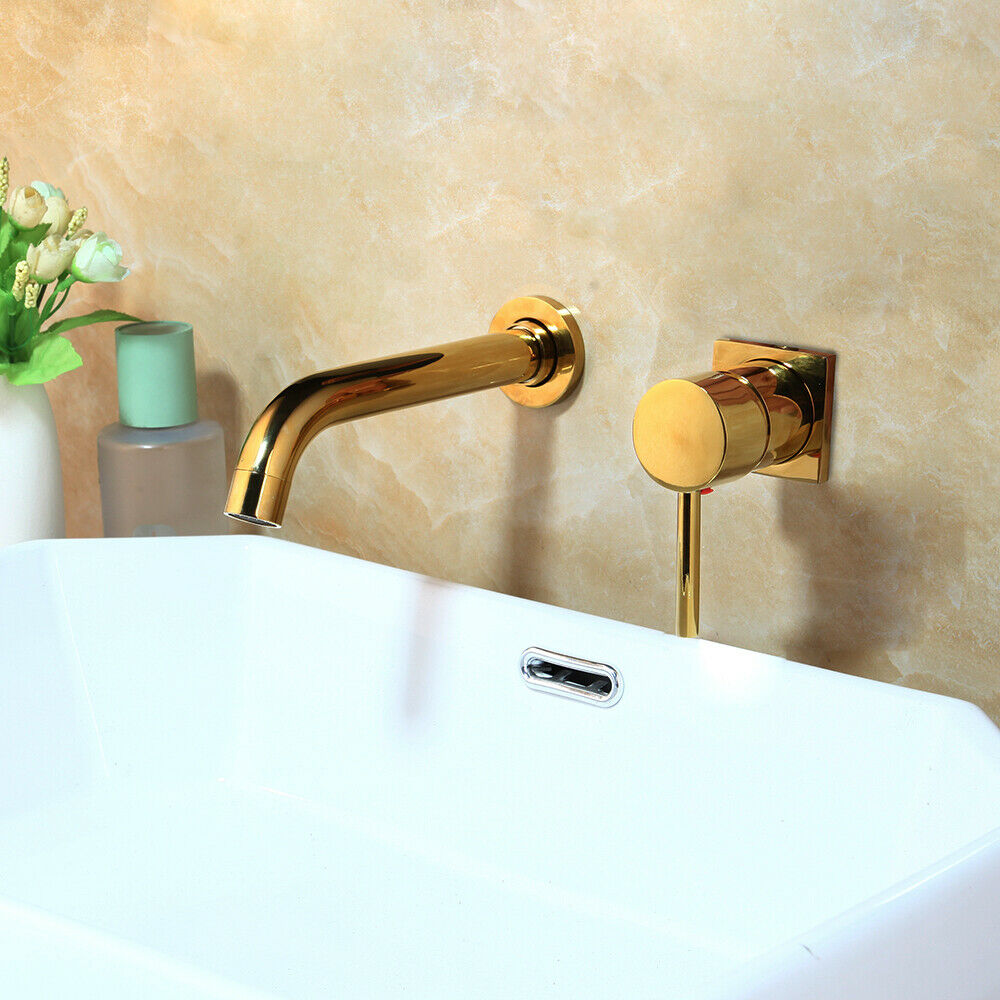 Gold-colored wall tap