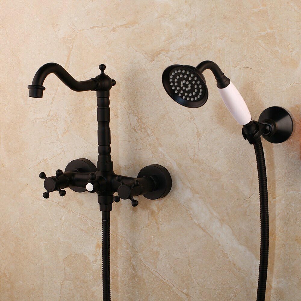 Matt black tap with hand shower