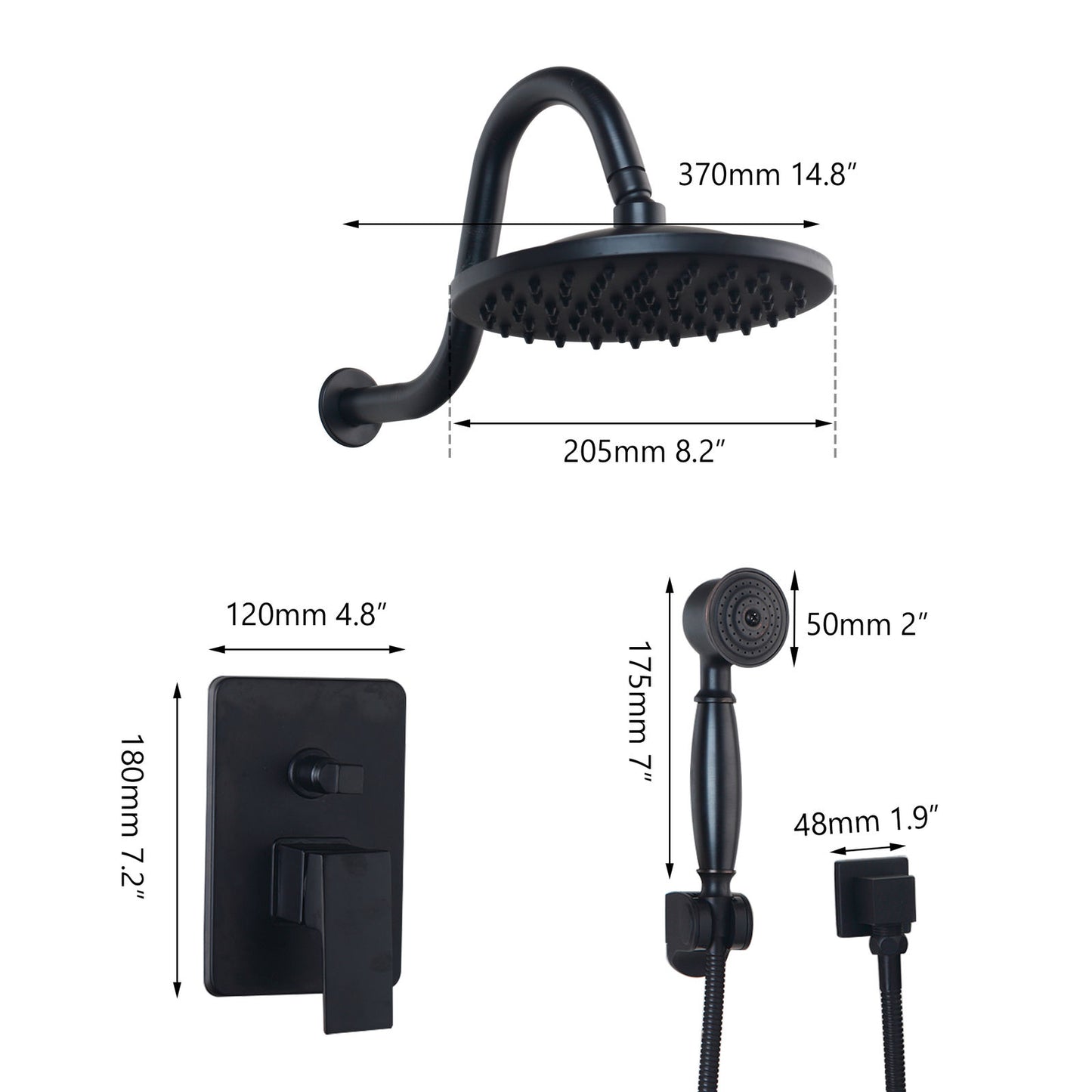 Einbaudusche aus Ölbronze