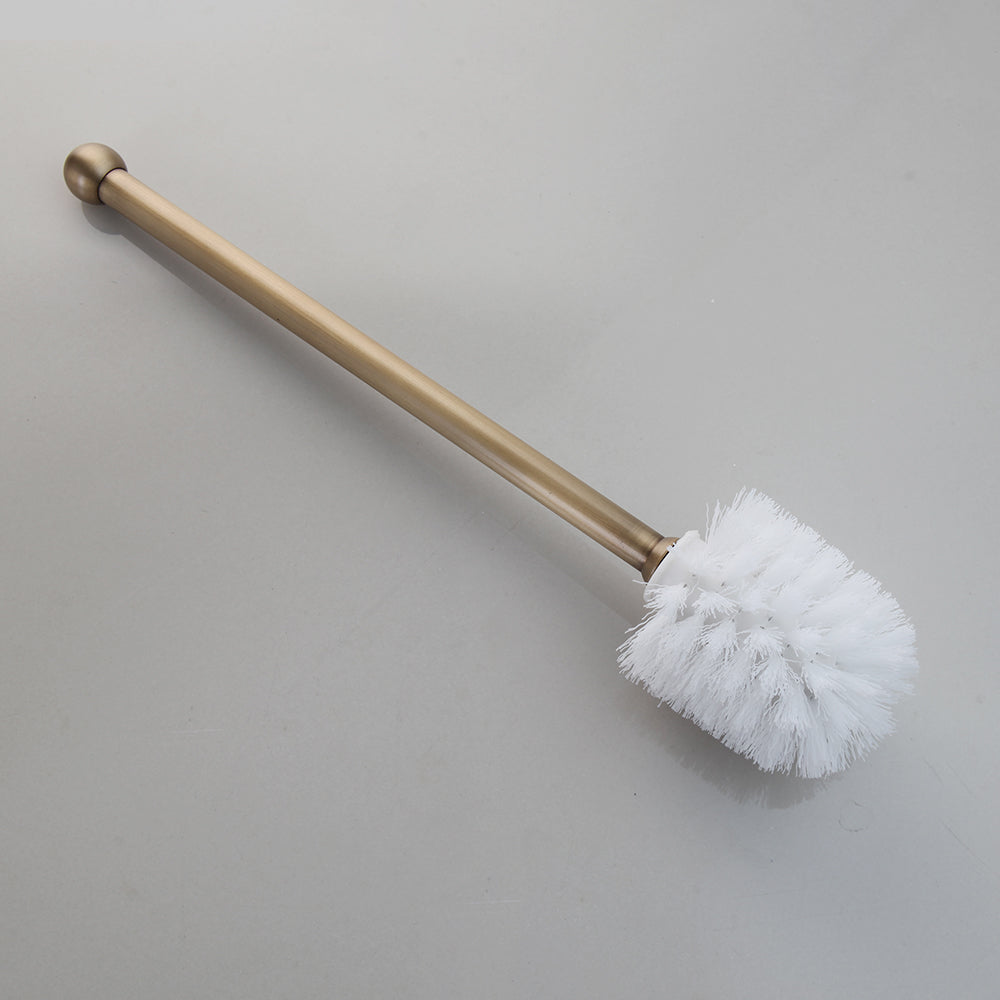 WC borstel houder brons antiek look met wit keramiek pot