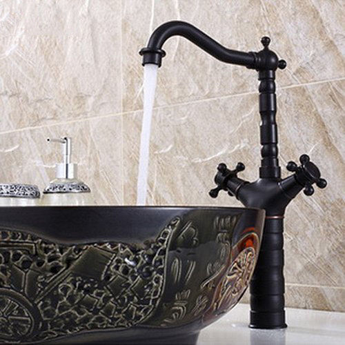 High nostalgic washbasin tap oil bronze