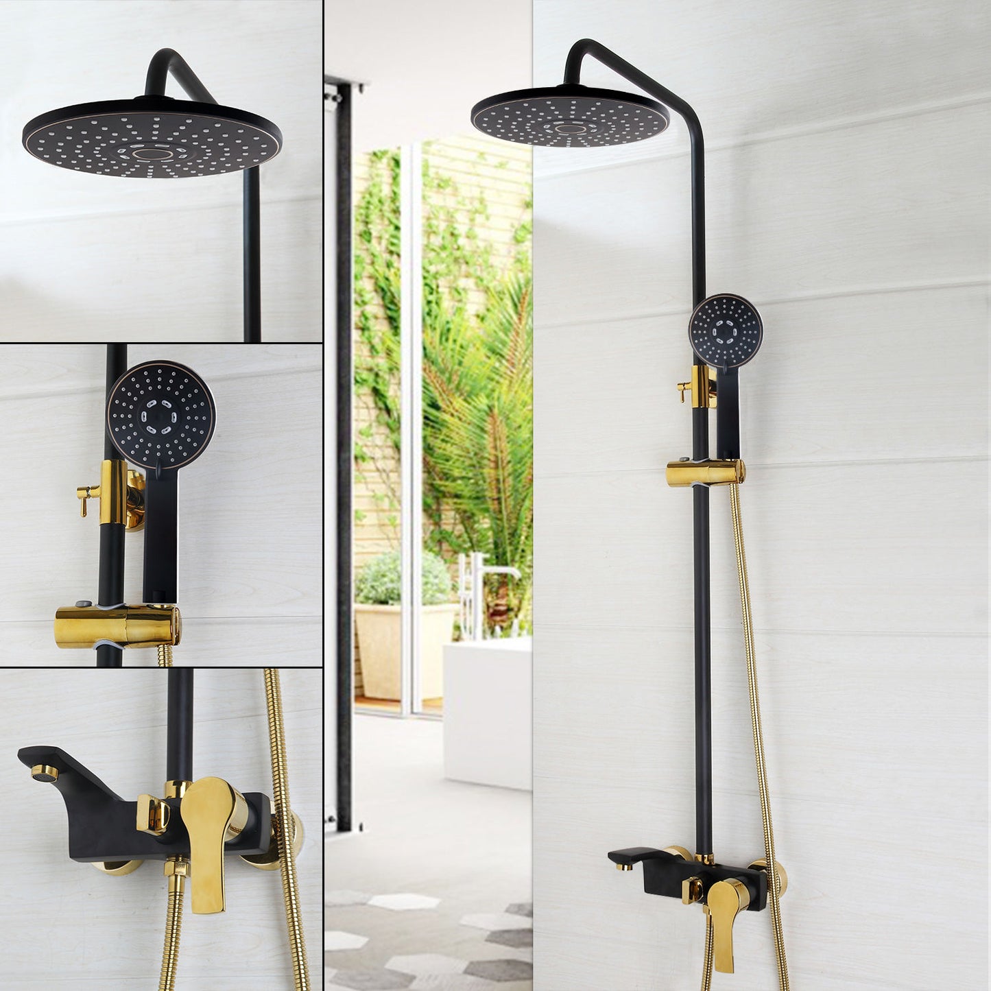 Black and gold rain shower