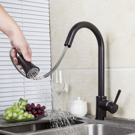 Dark kitchen faucet with pull-out spray head