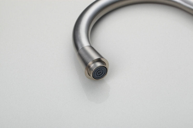 Stylish rotating kitchen faucet in brushed nickel