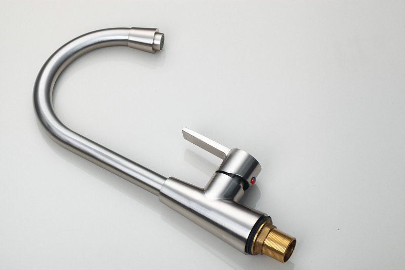 Stylish rotating kitchen faucet in brushed nickel